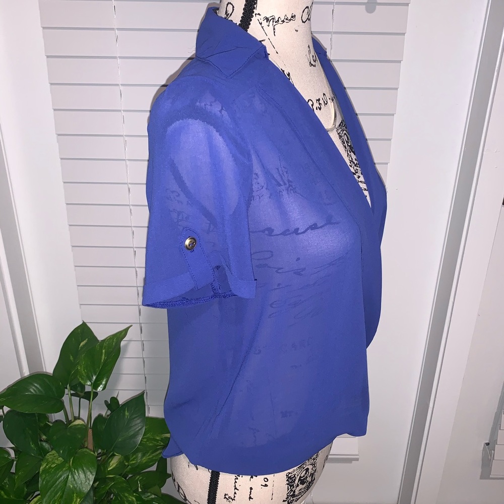 3/$10 Sheer Royal Blue Blouse - Small